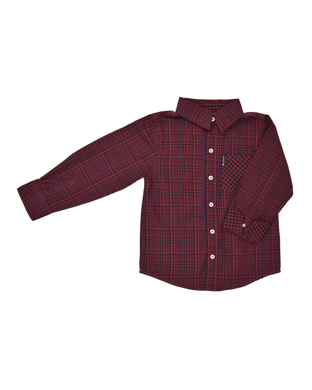Boys' Red & Black Plaid with Blue Yarn Dyed Shirt (Sizes 4-7)
