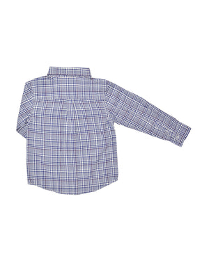 Boys' Blue Plaid & Gingham Yarn Dyed Shirt (Sizes 4-7)