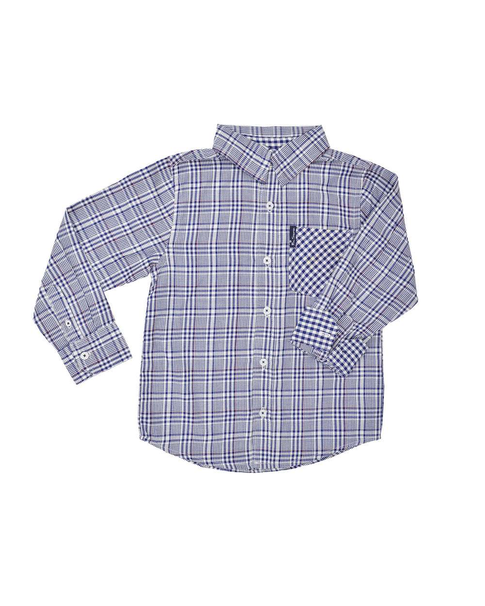 Boys' Blue Plaid & Gingham Yarn Dyed Shirt (Sizes 4-7) - Ben Sherman
