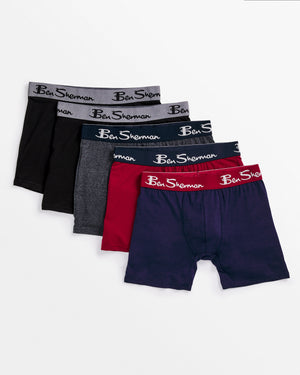 Men's 5-Pack No-Fly Cotton Stretch Boxer Briefs - Red Multi