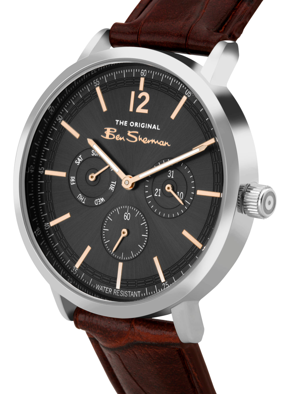 Men's Strap Watch, 40mm - Brown/Grey/Silver