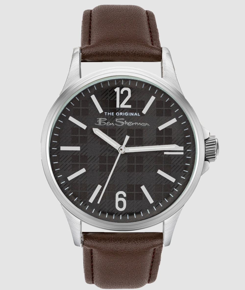 Men's Strap Watch, 41mm - Brown/Grey/Silver