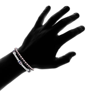 Multicolored Pink & Black Braided Leather Bracelet