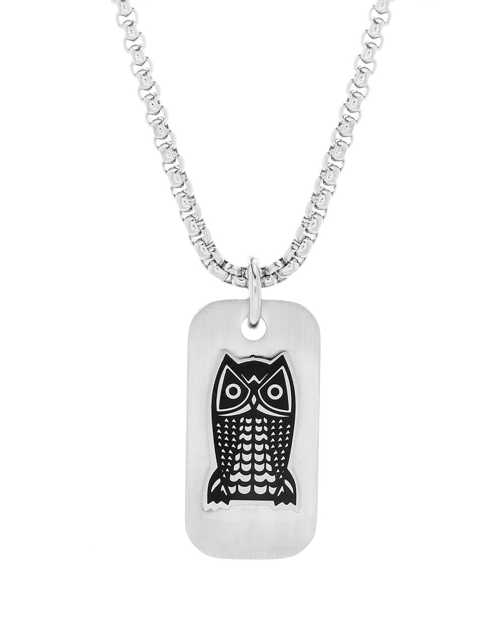 Enamel Owl Dogtag Necklace