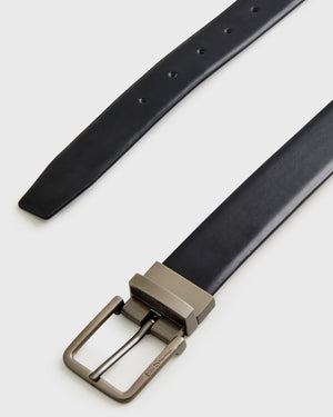 Men's Reversible Vegan Leather Belt - Black