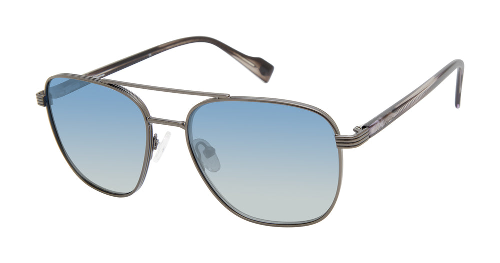 Walbrook Polarized Aviator Square Eco Sunglasses - Gunmetal/Blue
