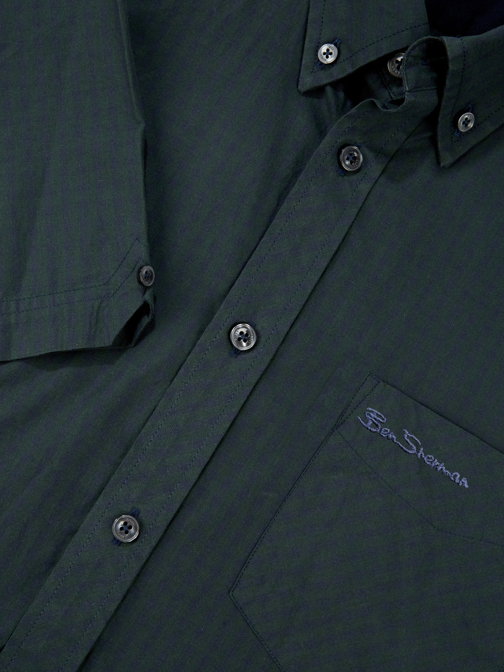 Signature Short-Sleeve Gingham Shirt - Dark Green