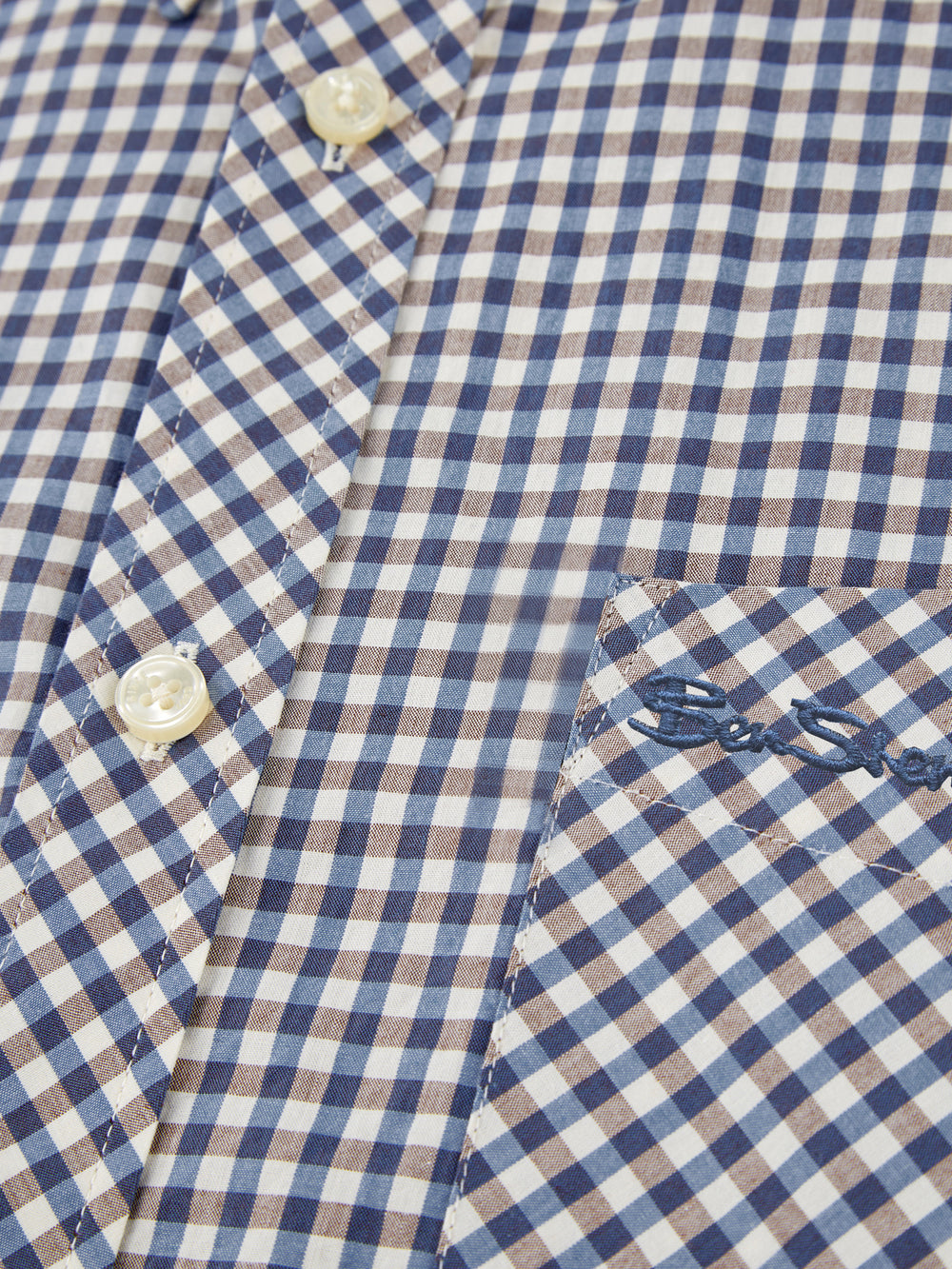 Signature Short-Sleeve Gingham Shirt - Persian Blue