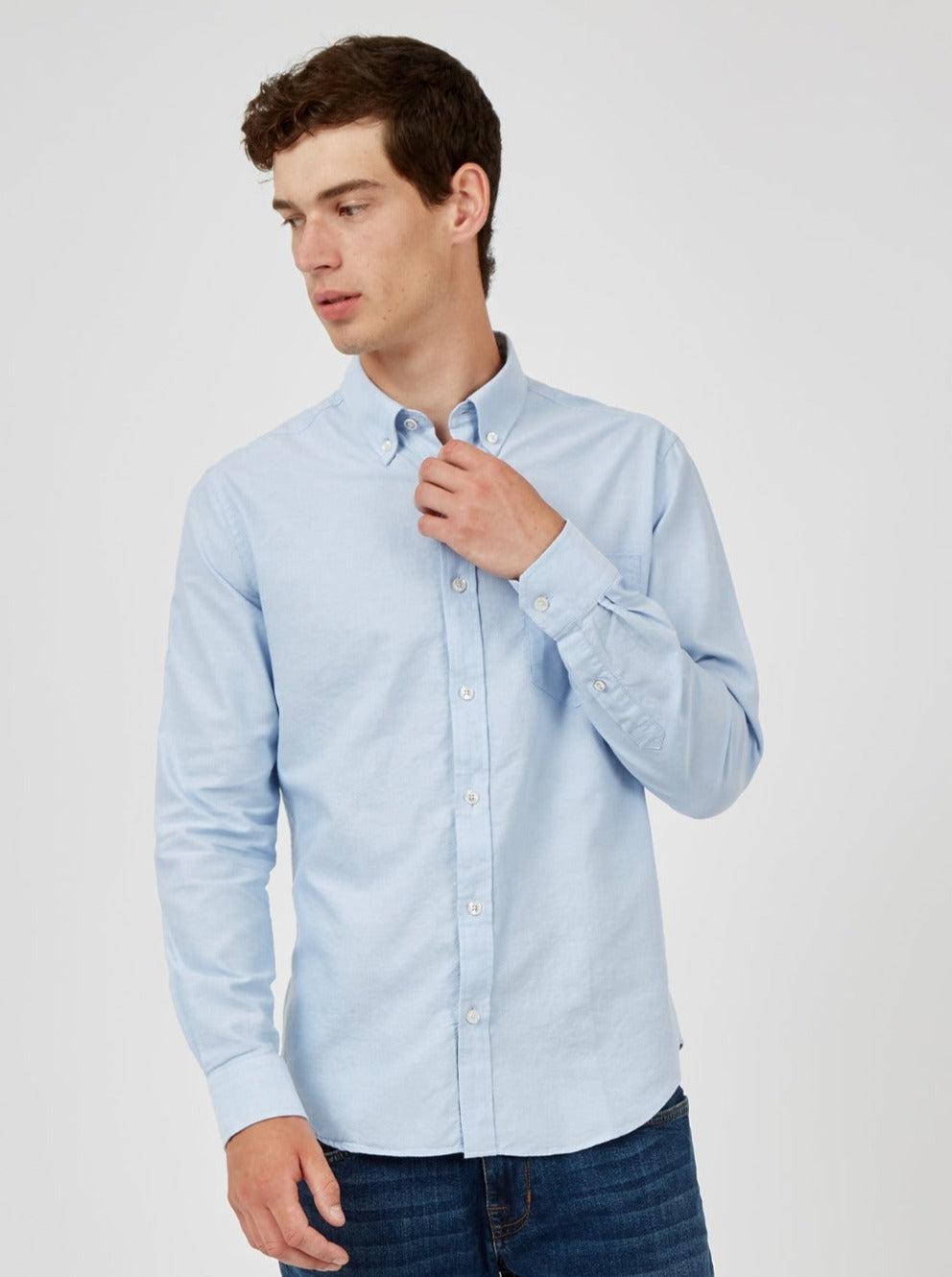 Signature Organic Long-Sleeve Oxford Shirt - Sky - Ben Sherman