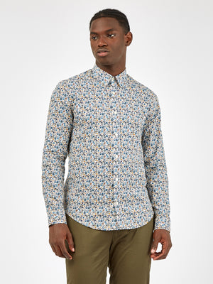 Long-Sleeve Multi-Color Floral Shirt - Ivory