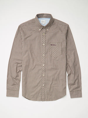 Long-Sleeve Mini-Check Shirt - Hemp