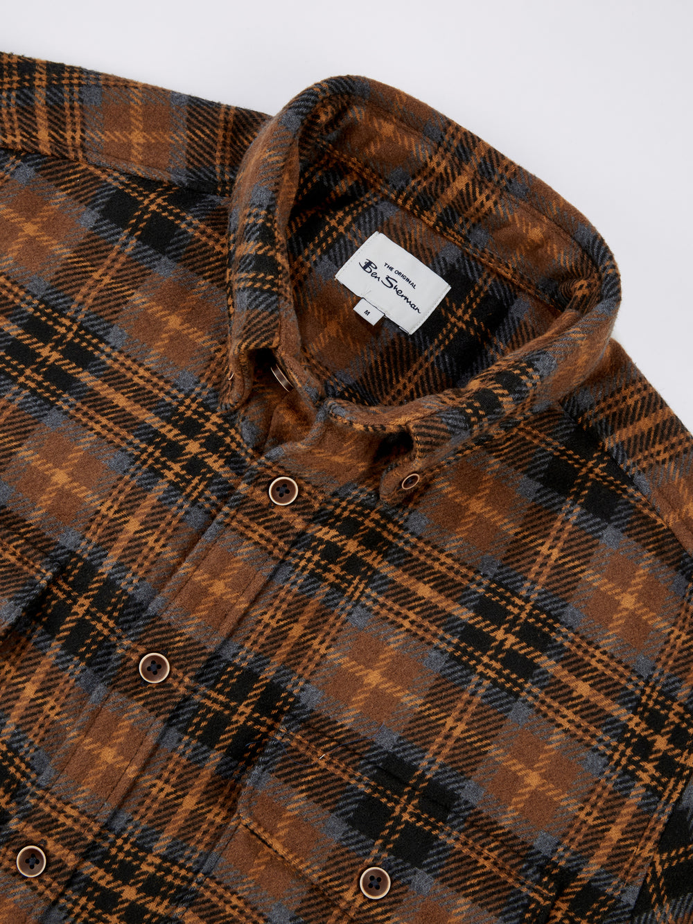 Long-Sleeve Heavy Brushed Check Shirt - Coffee