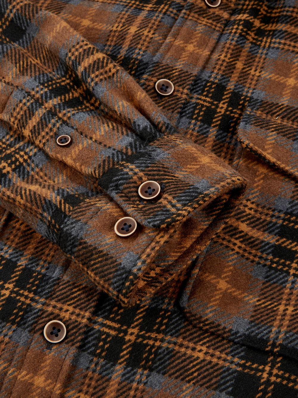 Long-Sleeve Heavy Brushed Check Shirt - Coffee