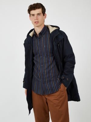 Long-Sleeve Brushed Vertical-Stripe Shirt - Midnight