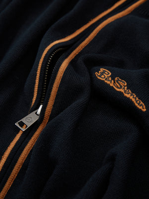 Long-Sleeve Sport Zip-Through Knit Track Top - Black