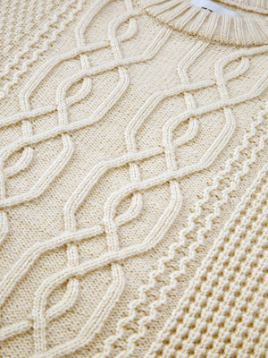Cable-Knit Crewneck Sweater - Ivory