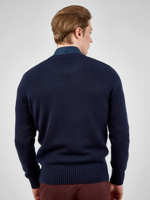 Cable-Knit Crewneck Sweater - Marine