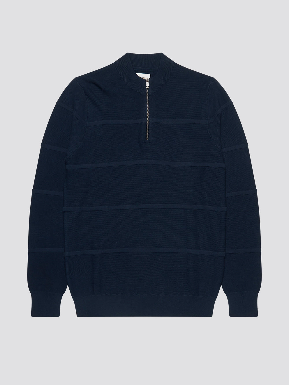 Textured Zip-Neck Knit Sweater - Marine