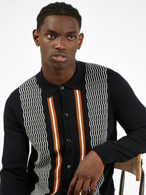 Iconic Vertical-Stripe Check Cardigan Sweater - Black