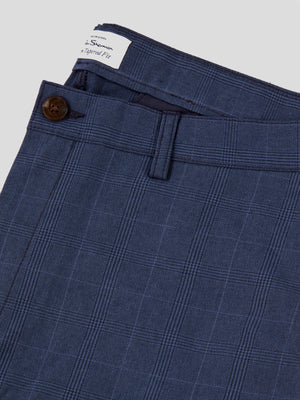 Tonal Check-Print Slim-Taper Trouser - Dark Blue