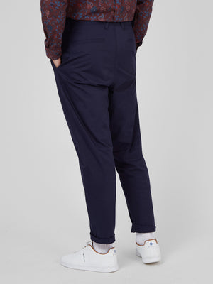 Twill Relaxed-Taper Pleated Trouser - Marine