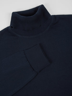 Signature Organic Knit Roll-Neck Sweater - Dark Navy