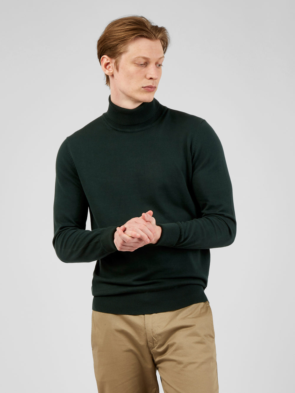 Signature Organic Knit Roll-Neck Sweater - Dark Green - Ben Sherman