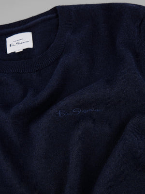 Signature Knit Crewneck Sweater - Navy