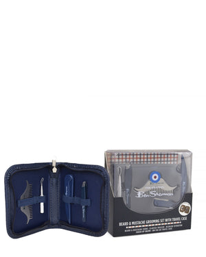 Beard and Mustache Grooming Set with Travel Case