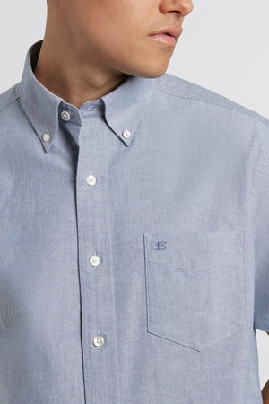 Short Sleeve Brighton Oxford Organic Shirt - Navy