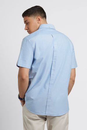 Short Sleeve Brighton Oxford Organic Shirt - Pale Blue
