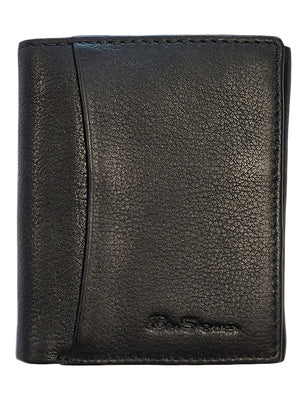 Collins Tri Fold Leather Wallet - Black