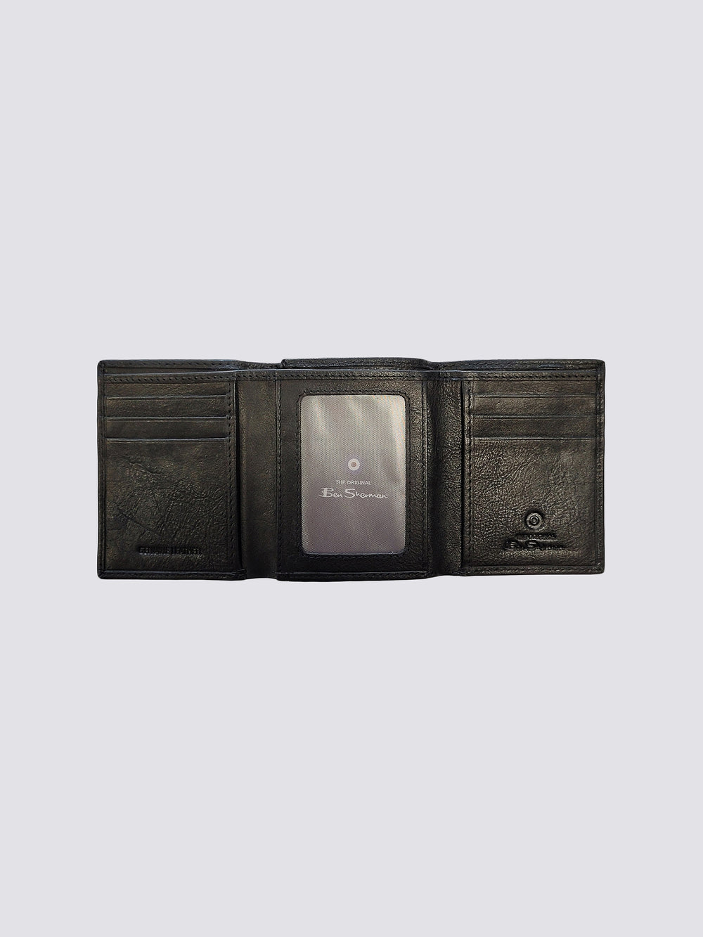 Collins Tri Fold Leather Wallet - Black - Ben Sherman
