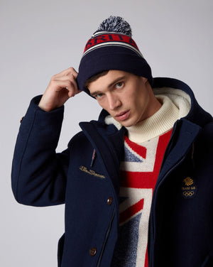 Team GB, Ben Sherman, Winter Beanie, Official 2022 Winter Olympics, Limited Edition Great Britain hat, Opening Ceremony Beijing, Navy,  on model