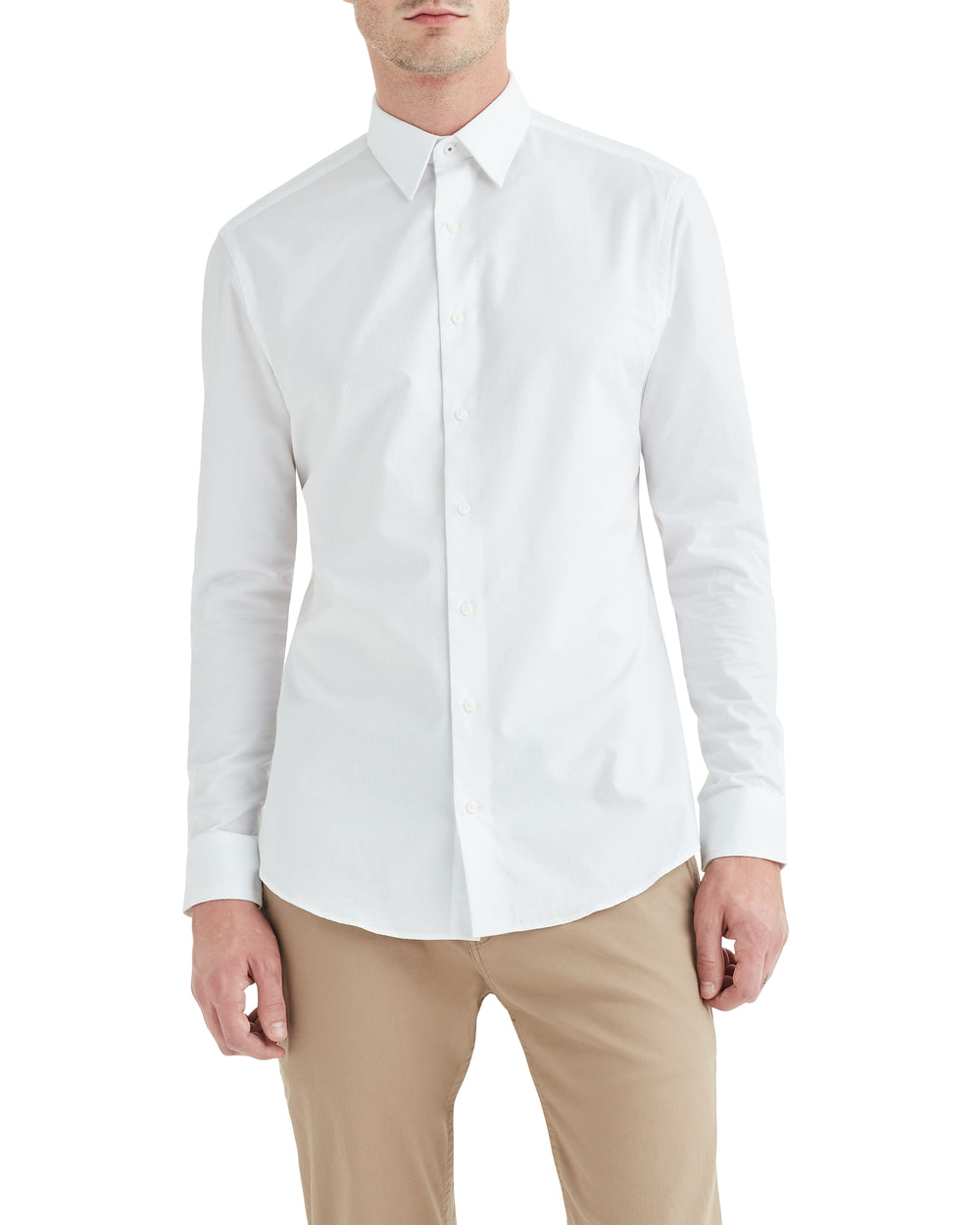 White Argyle Dobby Slim Fit Dress Shirt