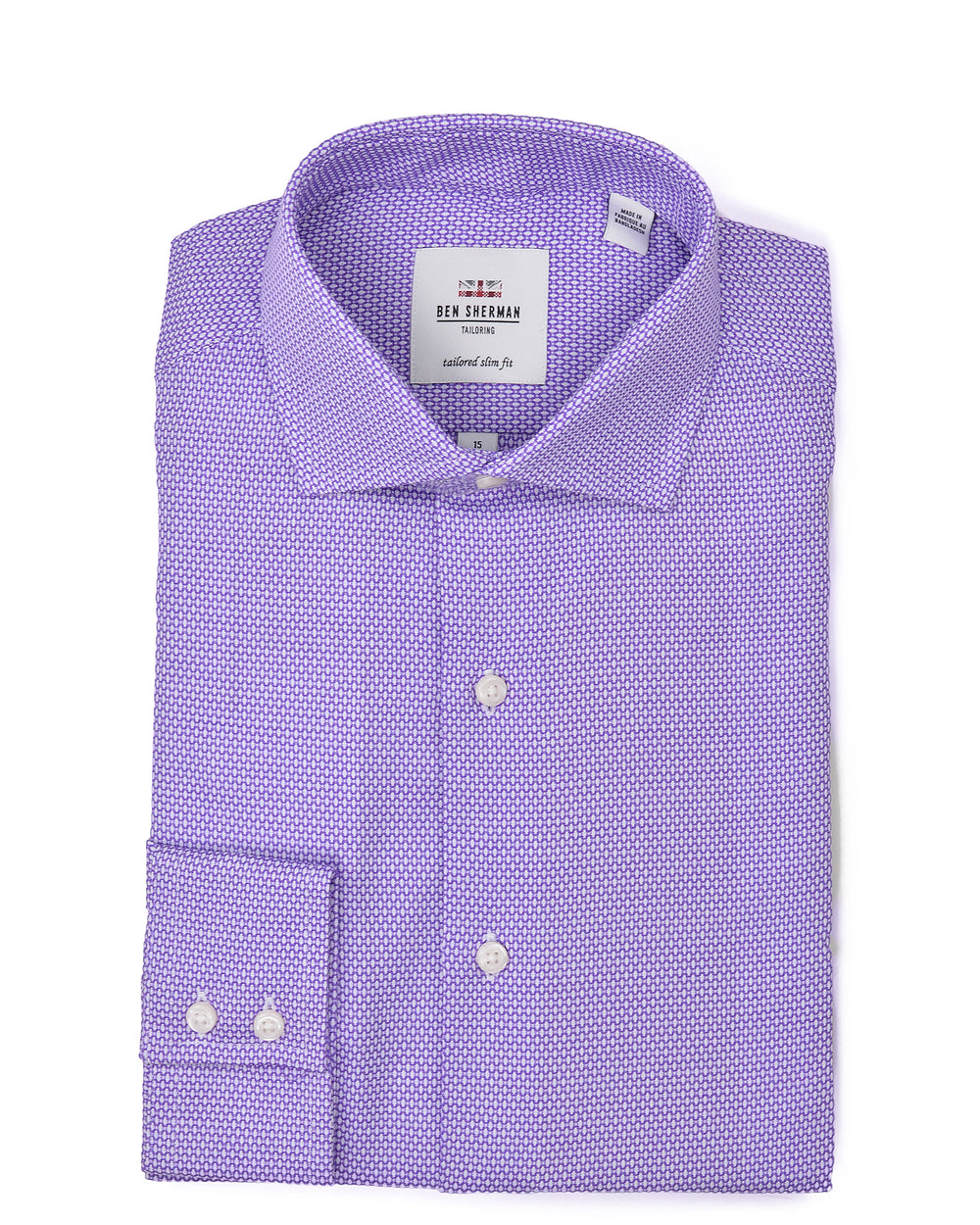 Purple Textured Dobby Slim Fit Dress Shirt