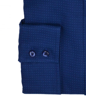 Teal & Navy Solid Dobby Slim Fit Dress Shirt