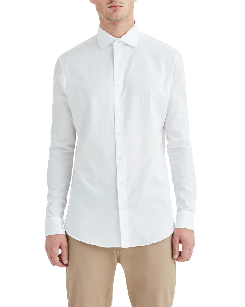 White on White Jacquard Slim Fit Dress Shirt - Ben Sherman