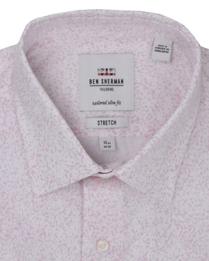 Pale Pink Floral Print Slim Fit Dress Shirt
