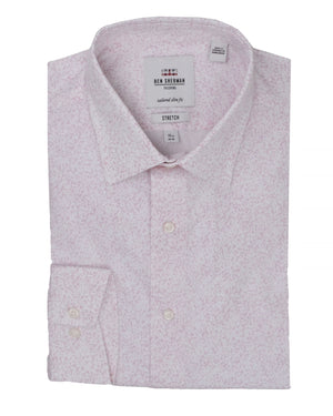 Pale Pink Floral Print Slim Fit Dress Shirt