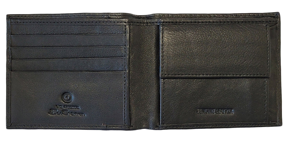 Irvine Bill Fold Leather Wallet - Black - Ben Sherman