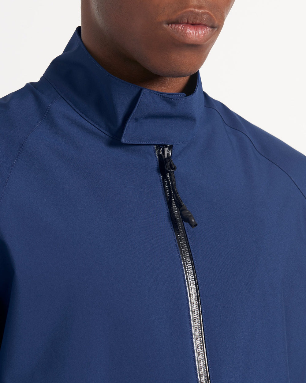 Men's navy waterproof Harrington jacket with reflective zip