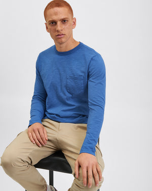 Garment Dye Beatnik Long-Sleeve T-Shirt - Mid Blue