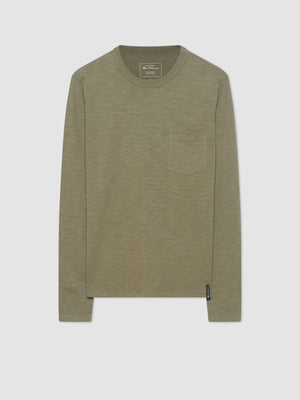Garment Dye Beatnik Long-Sleeve T-Shirt - Olive Green