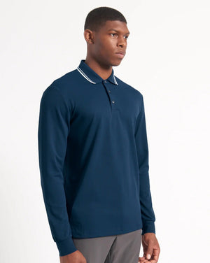 360 Motion Stretch Long-Sleeve Polo - Navy