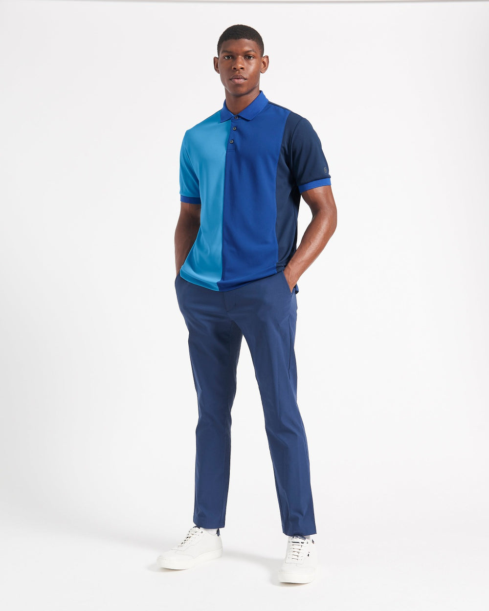 360 Motion Stretch Colorblock Polo - Blue/Navy