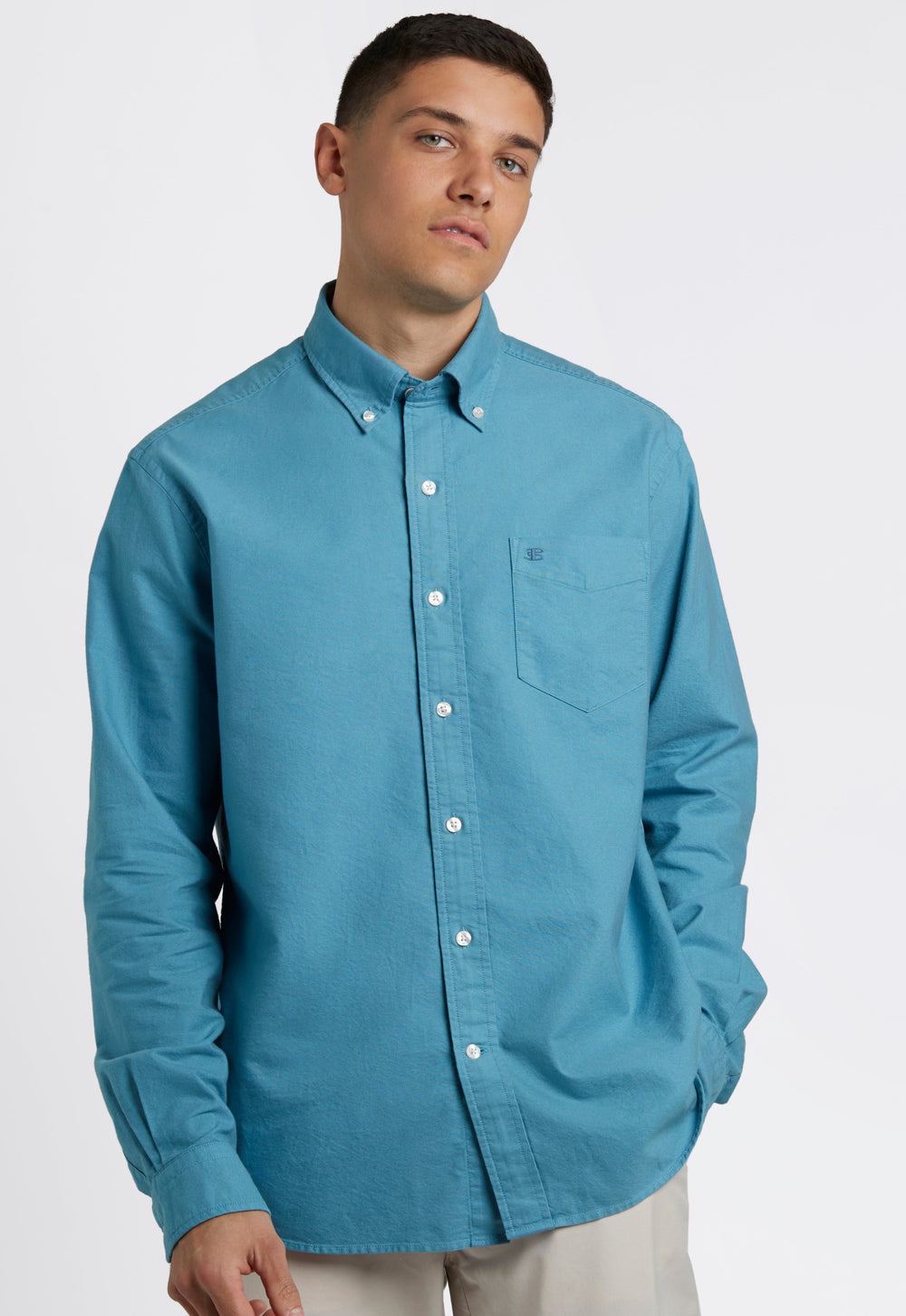 Beatnik Oxford Garment Dye Shirt - Deep Teal Blue