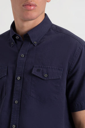 Garment Dye Linen Shirt - Navy