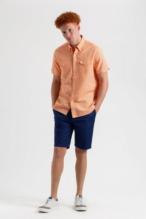 Garment Dye Linen Shirt - Washed Orange