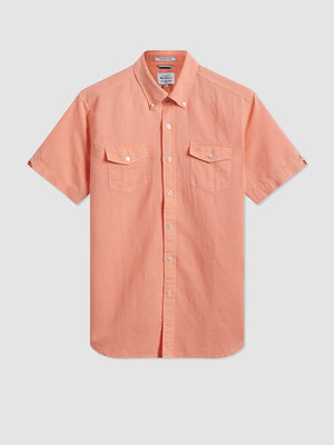 Garment Dye Linen Shirt - Washed Orange
